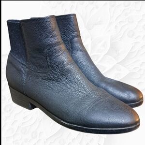 Eileen Fisher Beau Black Leather Block Heel Booties Size 9
